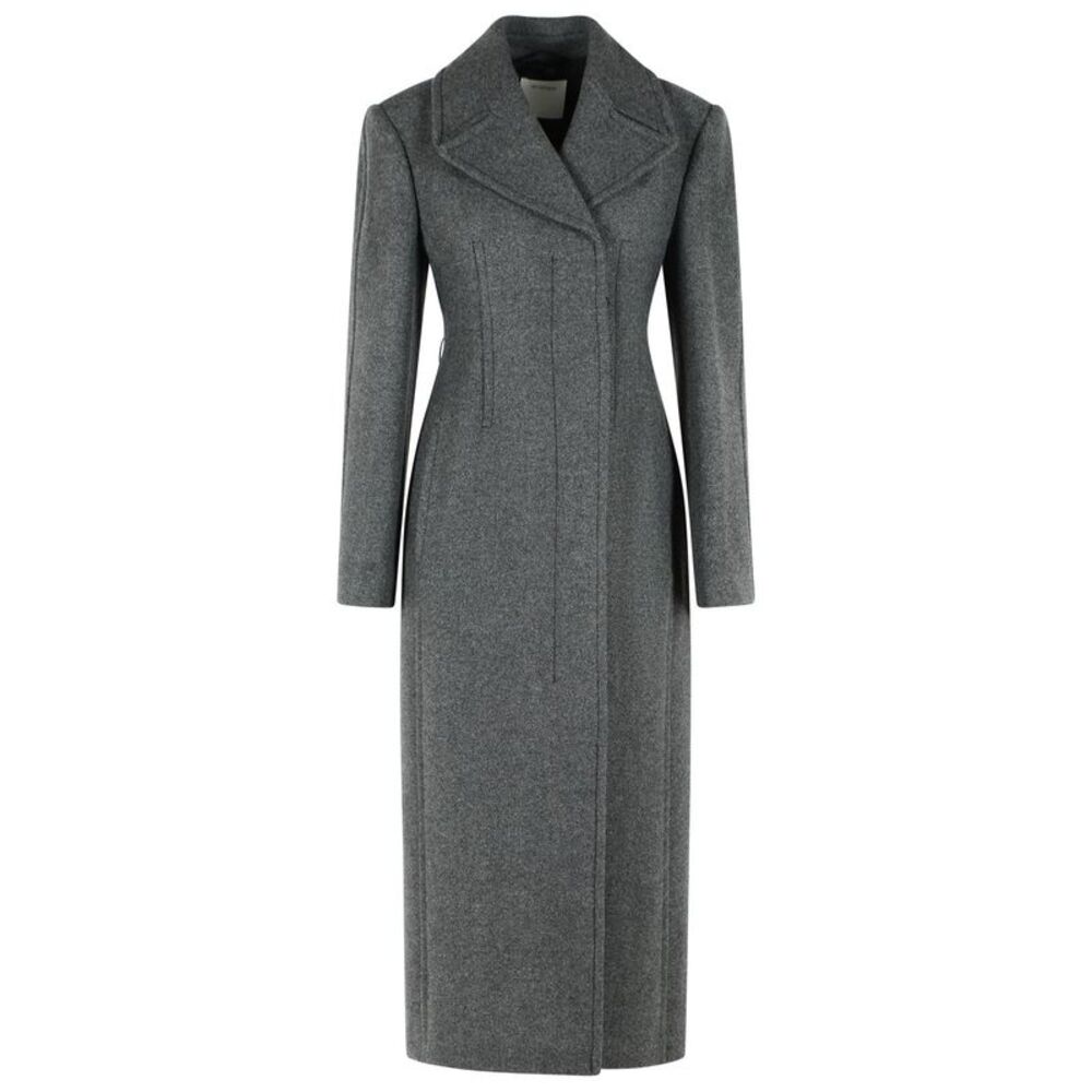 Sportmax 'Golfo' Long Coat In Pure Grey Wool Women